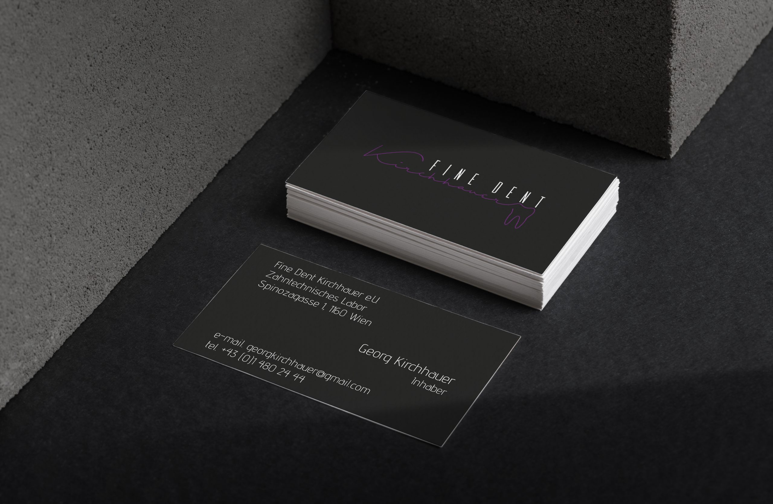 Minimal business card mockup with concrete block